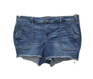 Torrid Blue Jean Short Womens 20 Raw Hem Belt Loop Pockets Whiskers Denim Casual